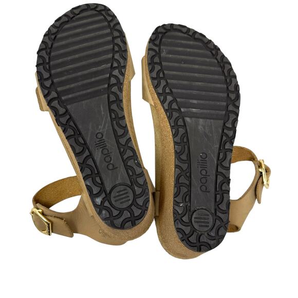 Birkenstock Papillio Soley Wedge‎ Sandals Nubuck Leather Beige Tan 38 US 7 7.5 - Picture 12 of 14